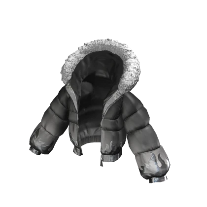 Winter Puffer Jacket Oversized Chrome Flame