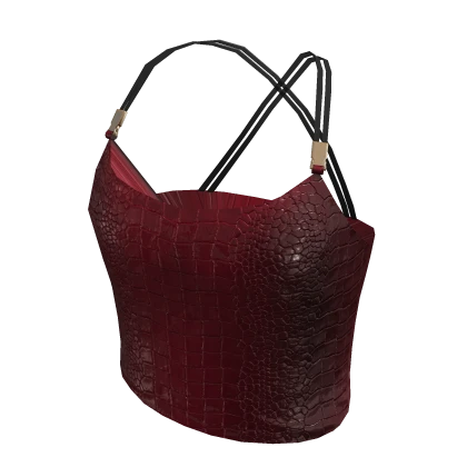 2000's Crocodile Cropped Top in Christmas Red