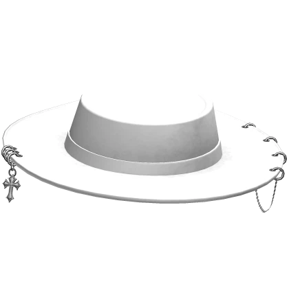 Brim Hat White Leather Pierced Vampire Cowboy Y2K