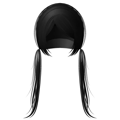 cute wispy low straight pigtails black