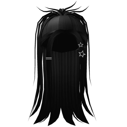 y2k high wispy ponytail black w/ stars