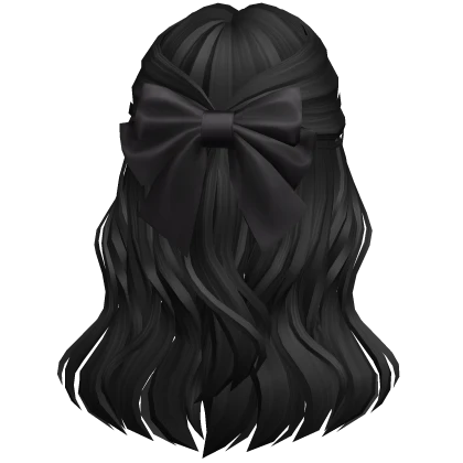 Soft Flowy Half up Hair w/ Black Bow (Black)
