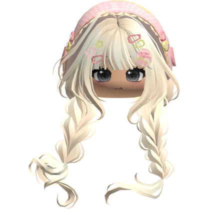 Beige Igari Hair w/ Cute Face & Pink Green Bonnet