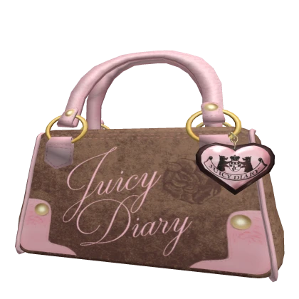 Y2K Juicy Diary Couture Brown & Pink Velvet Bag