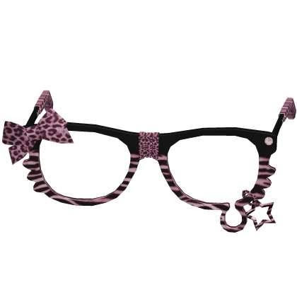 Leopard Gyaru Fur Pink Cat Glasses