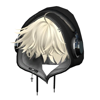 Yellow Messy Hair w/ Hoodie & Headphones