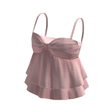 🍀Ruffle Lace Strap Tee (Pink)