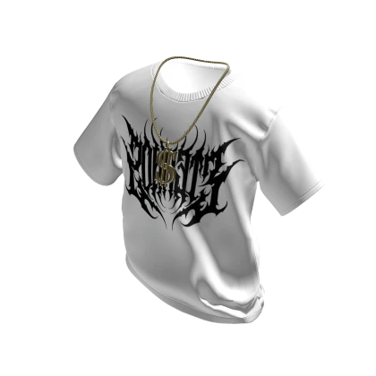 White Eternos T-Shirt with Gold Dollar Chain