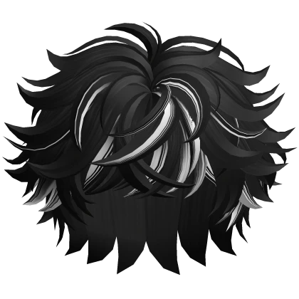 Messy Fluffy Anime Boy Hair (Black & White)