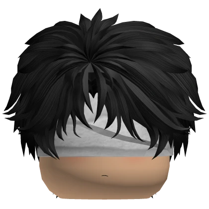 Black Messy Wolfcut w/ Bandage