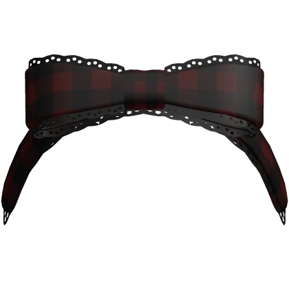 † : dark red plaid lace headband