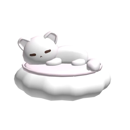 ✿ white sleepy pet cat kitty kawaii cutesy