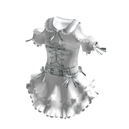 Off-Shoulder Dress – Monochrome Punk (White)