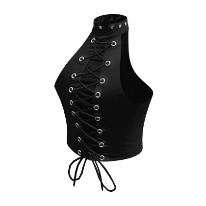 Sleeveless Goth Laced Crop Tank Top Shirt Black