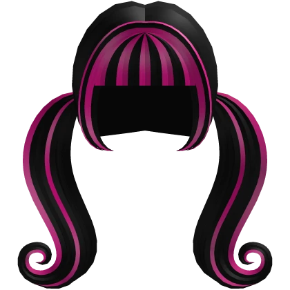 ♡ black and pink swirly pigtails
