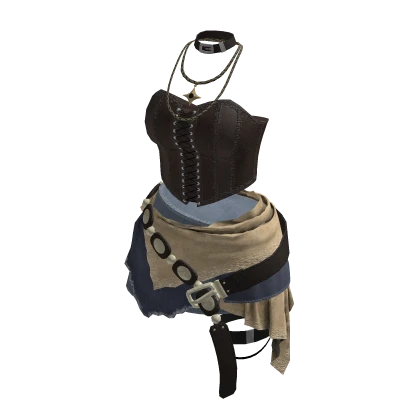 🍀Y2K Grunge Belt Skirt Outfit(Deep Brown)