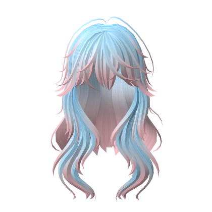 Bubblegum Pink Blue Pastel Girl Anime Wavy Ombre