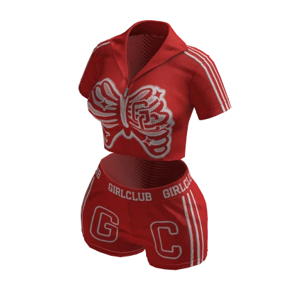 red y2k star girls outfit set