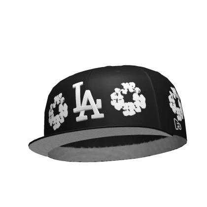Black LA Denim tears Tilted Fitted Cap