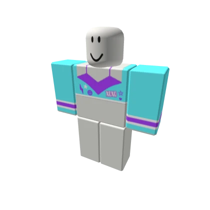 cyan & purple preppy top !☆