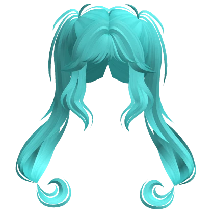 Magic Girl Fluffy Curly Pigtails Hair in Cyan