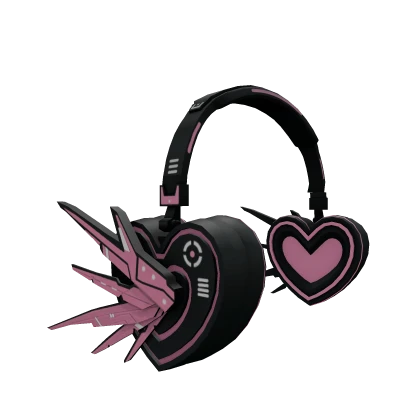 Black/Pink MechaWave heart Cyberpunk Headphones