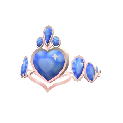 Blue Sparkly Heart Charm Tiara