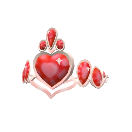 Red Sparkly Heart Charm Tiara
