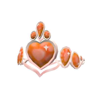 Orange Sparkly Heart Charm Tiara