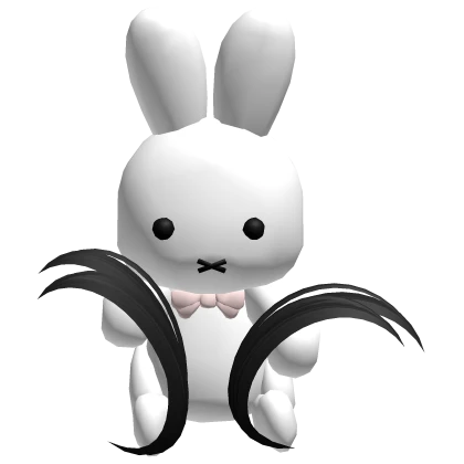 white bunny on head black