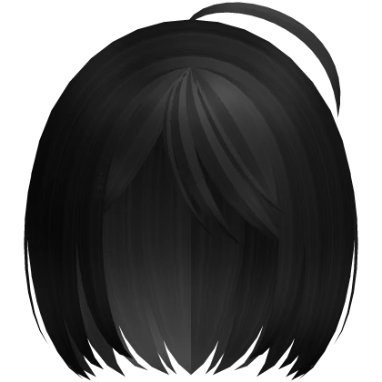 🤍 short anime bob ahoge hair black