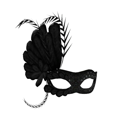 Feathered Masquerade Half Mask in Black