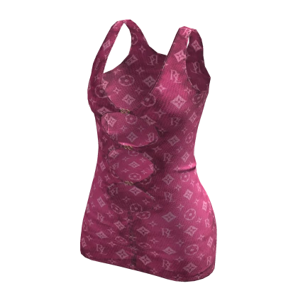 ♔ 2000s Monogram Denim Hot Pink Cutout Dress