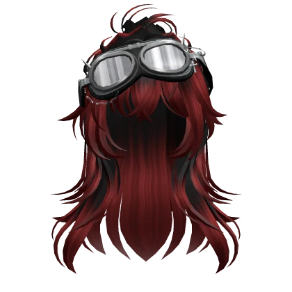 Red&Black Anime Half-Up Hair w/ Y2K Goggles