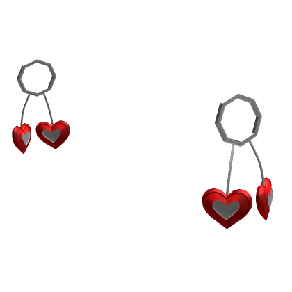 Red and Silver Dual Heart Earrings