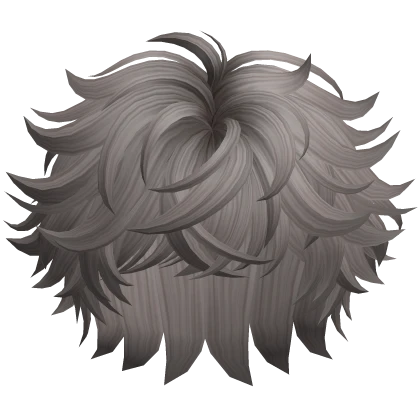 Messy Fluffy Anime Boy Hair (Grey)
