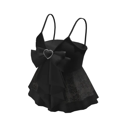 Black Emo Doll Lace Top Bow 