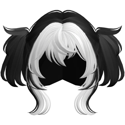 Black and White Emo Anime  Wolfcut Pigtails Hair