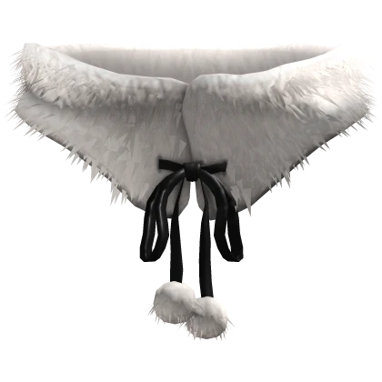 White Christmas Black Ribbon Neck Fur Wrap