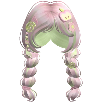 ♡ igari mori kei pink apple twin braids (pink)