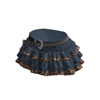 Y2K Gyaru Leopard Print Denim Skirt w/ Belt