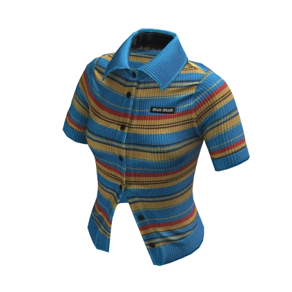 ☆ blue designer unbuttoned polo top