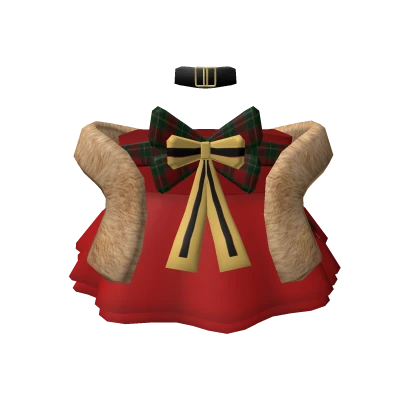 🎅🖤3.0 Hermosa Red Luxury christmas dress w boa