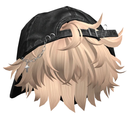 Blonde Messy Anime Boy Hair w/ Y2K Distressed Hat