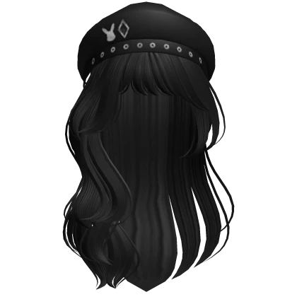 Lush Wavy Hair W/ Beret (Black)