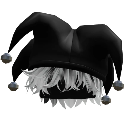 Jester Hat w/ Messy Curly Grunge Hair (White)
