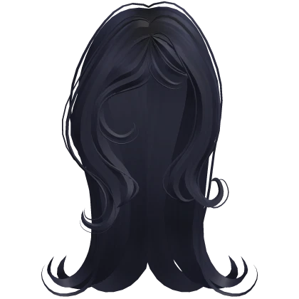 ♡ long swooped girly hair in dark blue