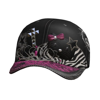 Cute Black 2000s Zebra Kitty Cap McBling Gyaru 