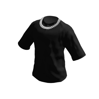 Black T-Shirt Silver Chain Cuban Y2K Tee Shirt