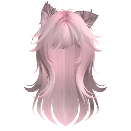 Messy Wolfcut Hair w/ Kitty Ears in Light Pink